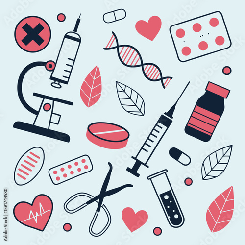 Medical icons healthcare science and biology vector illustration