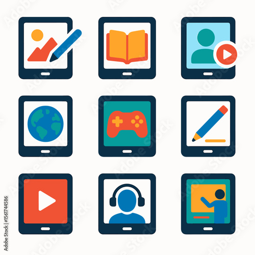 Colorful Tablet Icons Grid