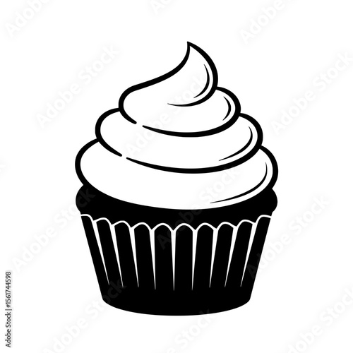Sweet Temptation: A single cupcake, elegantly presented in a simple yet alluring style, beckoning with its creamy swirls and delicious promise.