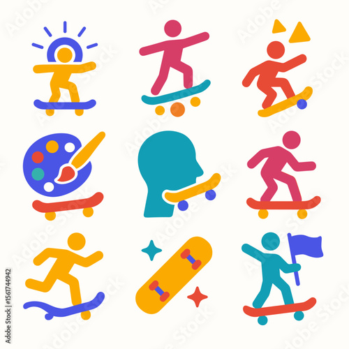 Skateboarding Icon Set
