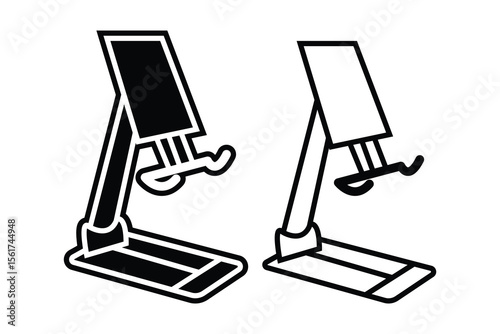 Mobile phone stand holder art silhouette vector line art on white background