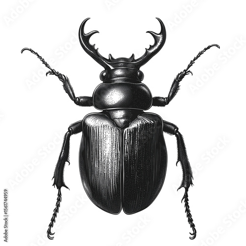 Black and White Stag Beetle - Intricate Insect Design photo