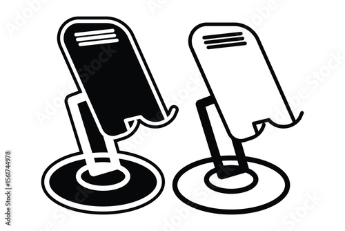 Mobile phone stand holder art silhouette vector line art on white background