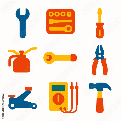 Colorful Mechanic Tools Icons