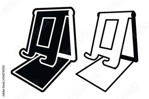 Mobile phone stand holder art silhouette vector line art on white background