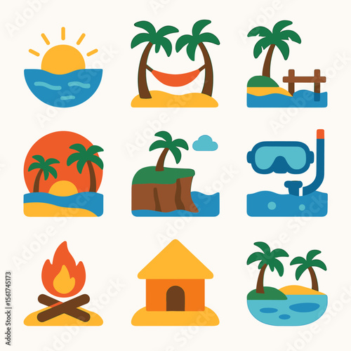 Tropical Island Icons