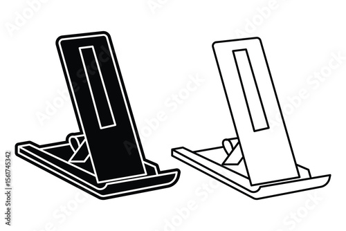 Mobile phone stand holder art silhouette vector line art on white background