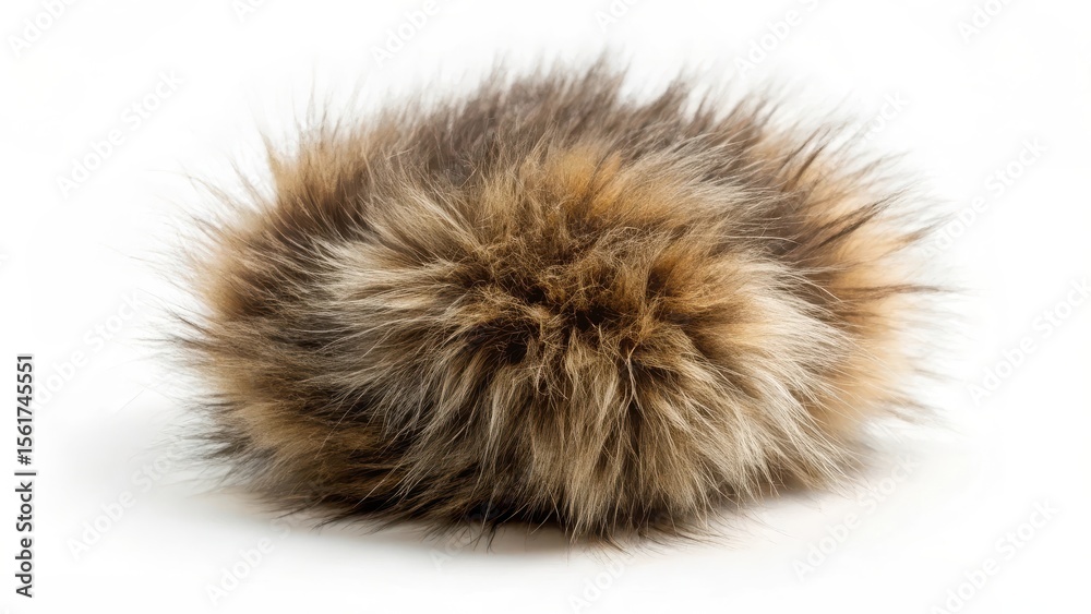 Fototapeta premium Isolated cat fur clump on white background, furry, furball, furry, furball, pet hair