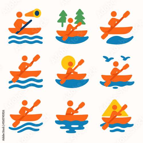 Colorful Kayaking Icons