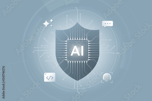 Security shield. Cyber security. AI protection shield. Cyber data protection. Technology background concept.