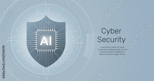 Security shield. Cyber security. Humanoid hand with AI protection shield. Cyber data protection. Technology background concept.