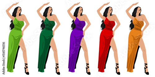 Vector illustration of beautiful woman wearing beautiful dress