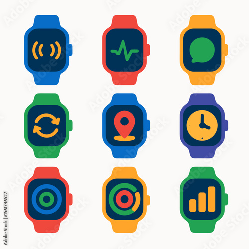 Colorful Smartwatch Icons Grid