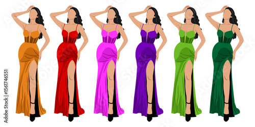 Vector illustration of beautiful woman wearing beautiful dress
