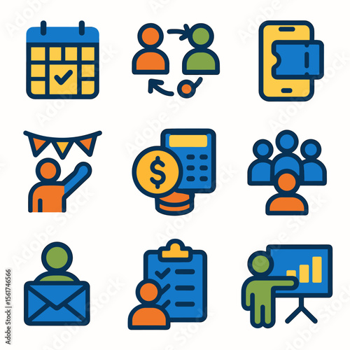 Colorful Event Planning Icons