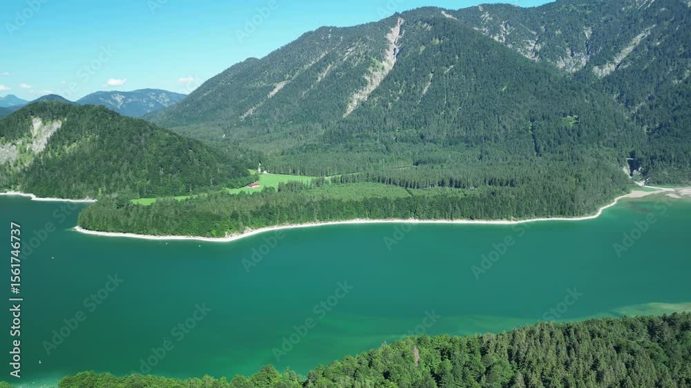 Germany, Bavaria, Fall, aerial view to Sylvensteinspeicher