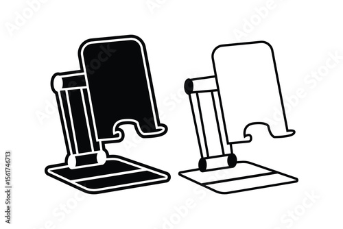 Mobile phone stand holder art silhouette vector line art on white background