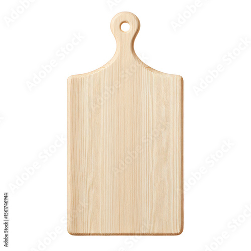 Natural light wood cutting board with handle isolated on transparent background