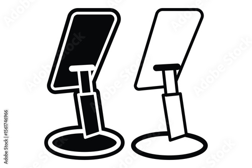 Mobile phone stand holder art silhouette vector line art on white background