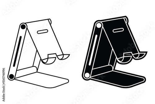Mobile phone stand holder art silhouette vector line art on white background