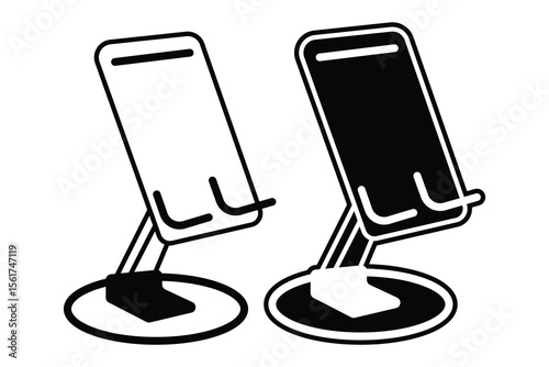 Mobile phone stand holder art silhouette vector line art on white background