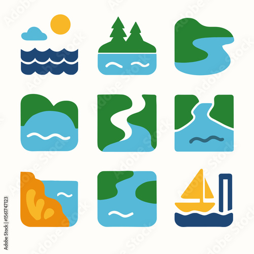 Colorful Sailing Icons