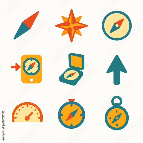 Colorful Compass Icons