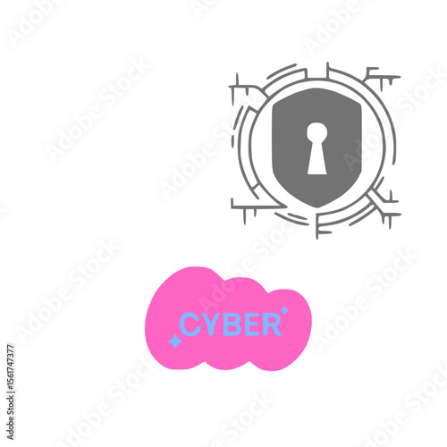 Cyber Security Concept with Digital lock and Network.