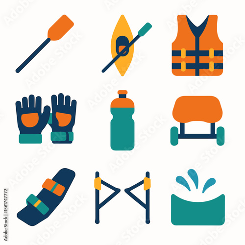 Colorful Rowing Icon Set