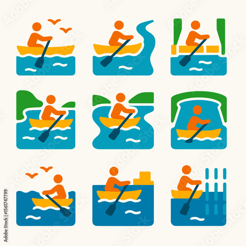 Colorful Rowing Icons