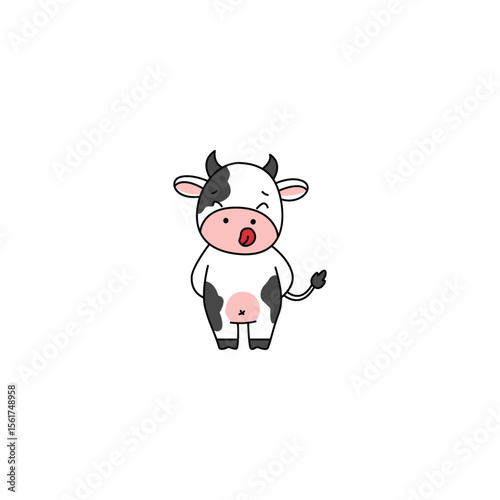An icon of a cute cartoon calf sticking its tongue out, symbolizing silliness, playfulness, and a lighthearted, cheeky personality.