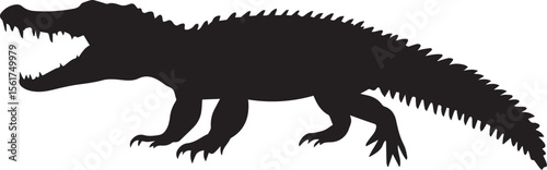 Black vector silhouette illustration of a wild kangaroo and a dinosaur.