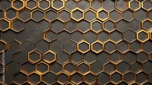 Gold Hexagon Pattern on Dark Background