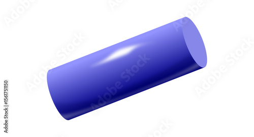 光沢のある青い円柱。金属光沢。ツルツルの質感。