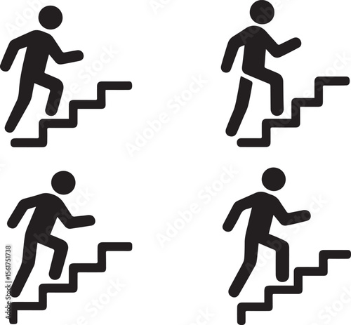 Climbing Stairs Vector Illustration – Fitness and Daily Activity Concept