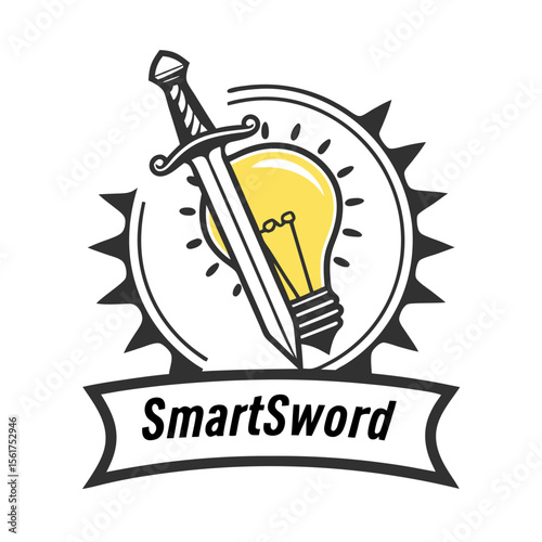 Stylish logo design featuring a sword and lightbulb for SmartSword.
