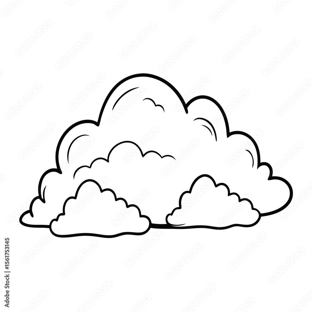 Cloud flat design black outline on a white background Cloud flat design black outline on a white background