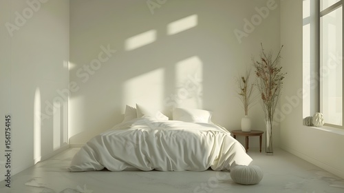 Sleek and Minimalist Teen Bedroom with Uncluttered Design Home Mockup 3D Render