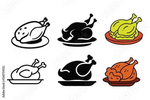 Whole roasted chicken served on a decorative platter icon
