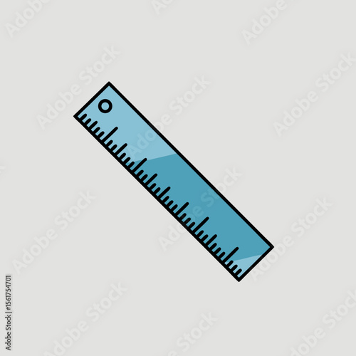 Vector SVG Icon of Ruler in Teal Color with Black Outline Minimalist Flat Design Style