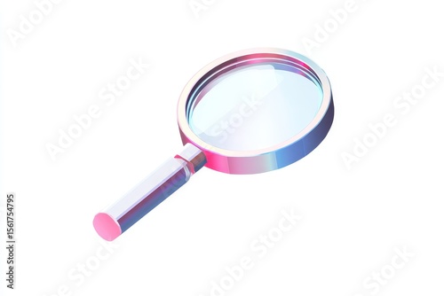 Isometric Magnifying Glass Icon Symbol on White Background