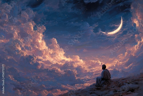 Joseph Bible. A Dreamy Illustration of Joseph, Son of Jacob, from the Book of Genesis