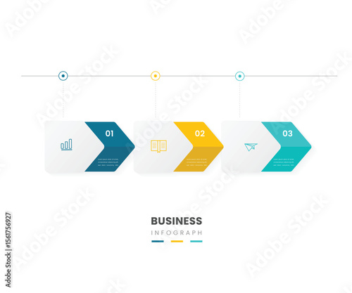 3 part business infograph showing work timeline 