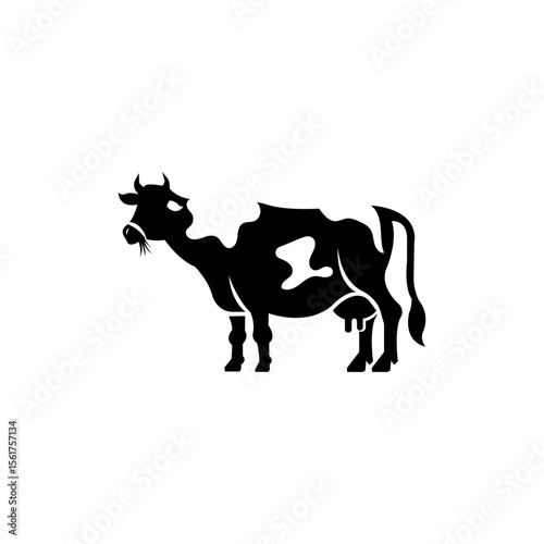 Black and White Cow Silhouette Dairy Farm Animal Icon