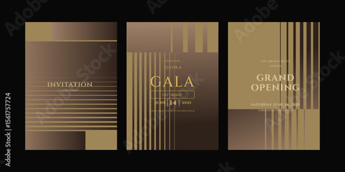 Elegant Brown Gold Gala Grand Opening Invitation Templates