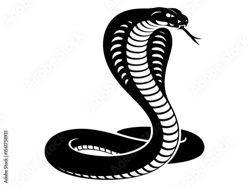 Black snake silhouette vector illustration king cobra reptile serpent design art