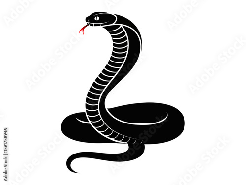 Black snake silhouette illustration vector drawing reptile serpent isolated art