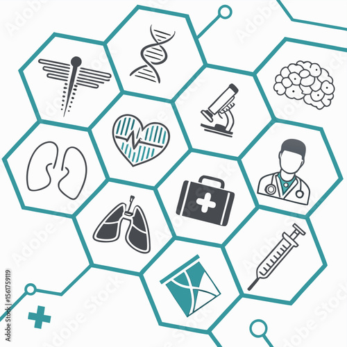 Medical icons network healthcare graphic minimalist design