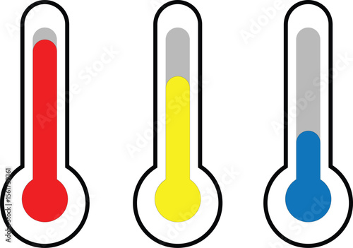 Thermometer Icon Trio – High, Medium and Low Temperature Levels