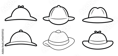 Collection of Various Line Art Hats